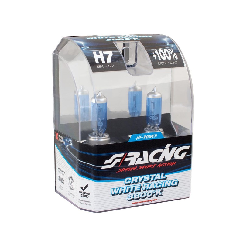 Simoni Racing CWR/H7 Halogen Bulbs Crystal White Racing H7, 3800