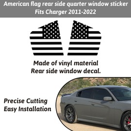 Zhizhong Rear Side Quarter Window Decal,Matte Black American Flag Vinyl Sticker Fit for Compatible with Dodge Charger 2011-2022