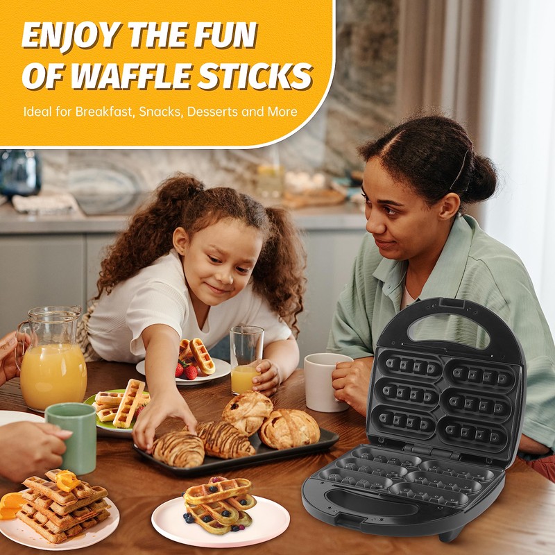 FineMade Waffle Stick Maker, Mini Waffle Maker Iron, Makes 6
