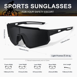 Polarized Sports Sunglasses for Men and Women,Fishing Cycling Mountain Bike Baseball Sunglasses with UV Protection