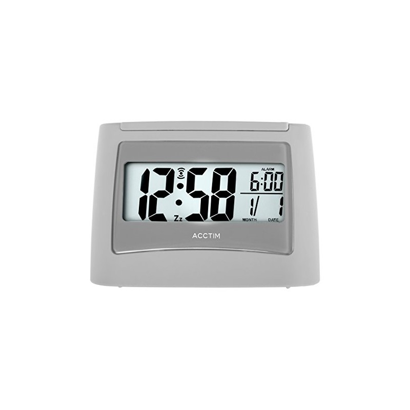 Acctim Attis Stylish Clock LCD Display Calendar and Alarm Time-Mist,