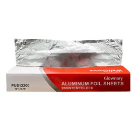 [200 Count] 12" x 10.75" Pre-Cut Deli Aluminum Pop Up Foil Sheets, Precut Foil Sheets for Storing, Restaurant, Hot Dog or Sandwich, Cooking Food, Premium Aluminum Foil Wraps, Single Foil Sheets