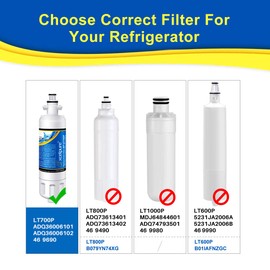 EXCELPURE ADQ36006101 Replacement for LG LT700P, Kenmore 9690,46-9690, RWF1200A, LFXC24726S,SP-LE700, LFXS24623S, RFC1200A, LFXC24726D, HDX FML-3, RWF1052, ADQ36006102, Refrigerator Water Filter 2PACK