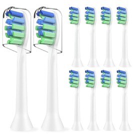 Cabezales de repuesto compatibles con 7am2m AM101/AM105 Sonic Cepillo de dientes eléctrico, cerdas medianas, compatible con 7 am 2 m, 10 unidades, color blanco