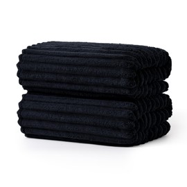 ecolook Black Bath Towel Set of 2, 31 x 63 in, Soft and Highly Absorbent, Lightweight Microfiber Towels for Bathroom, Gym, Hotel and Spa