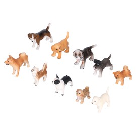 10PCS Mini Dog Figurines Toy Set Hand Painted Plastic Simulation Puppy Figures Playset10 Sets