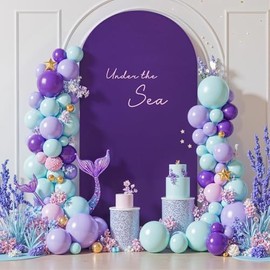 Cubierta de fondo de arco morado de 6 pies, fundas de elastano ajustadas para arco de boda, cubierta de arco de Chiara con parte superior redonda, tel