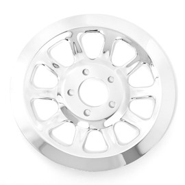 Lynlane Motorcycle Rear Drive Belt Pulley Cover Rear Drive 66 Teeth Sprocket Cover Compatible for Harley Softail FXST FLST, Fat Boy, Touring Road Glide FLT 2007-2017 (Chrome)