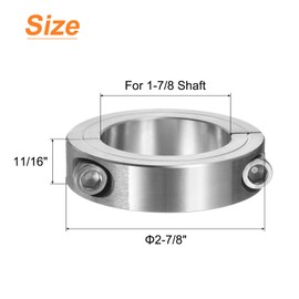 uxcell 2pcs Double Split Clamp-On Shaft Collar for 1-7/8" Shaft, Two-Piece Clamping Collar, 2-7/8" OD, 11/16" Thick, 304 Stainless Steel Axle Collar Clamp, Set Screw Style