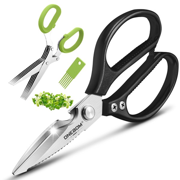 ONEBOM Kitchen Scissors 2 Pack, Shears All Purpose Heavy Duty