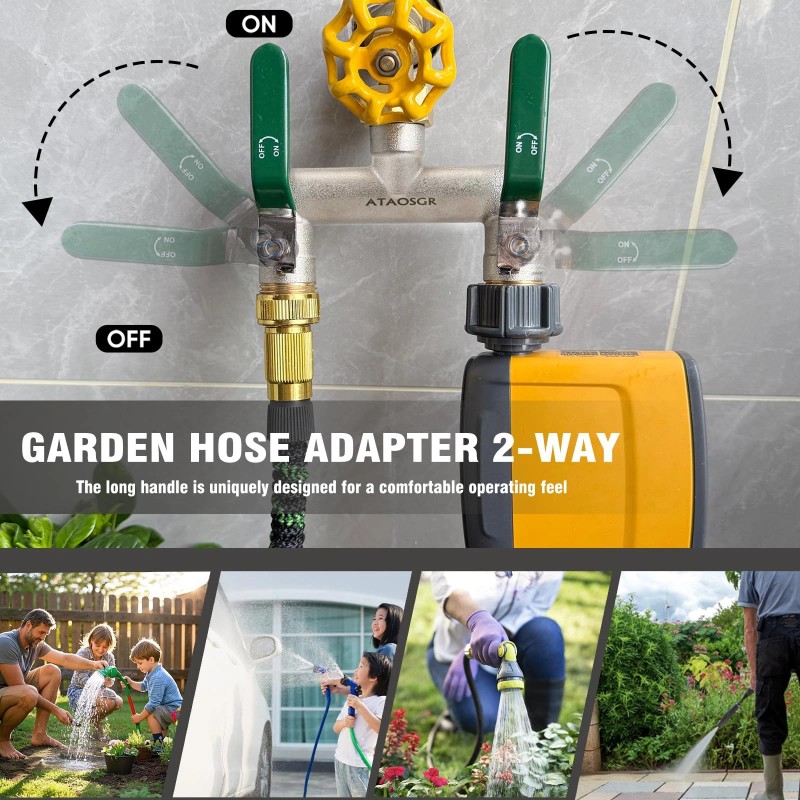 Ataosgr Garden Hose Splitter, 2 Way Heavy Duty Hose Adapter,