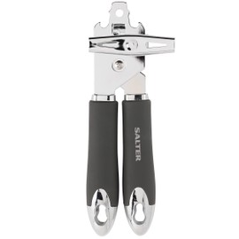 Salter BW11386EU7 Cosmos Can Opener - Manual Turn Knob, Kitchen Tin Opener Arthritis Hands, Weak Hands, Elderly, Camping, Hanging Hook, Easy to Clean, Long Lasting Quality, Matte Grey