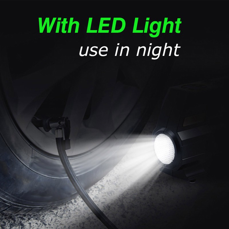 Portable Auto Air Pump Compressor Tire Inflating Tool with 3