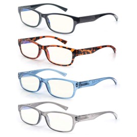 HAPJOYS Blue Light Blocking Glasses for Women Men Square Computer Gaming Glasses 4 Pack Anti Blue Rays Reduce Eyestrain Protect Eyes