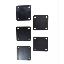 Generic Hot Rolled Steel Base Floor Plate - 4 Holes, 3/8" Diameter - Rounded Corners - 5/32" Thickness (4" x 4", 5")