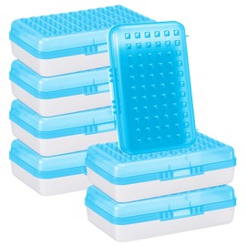 Leelosp 6 Pack Plastic Pencil Box Extra Large Clear Pencil Case with Lid Crayon Pen Organizer Stackable Storage Bulk Art Supply Bead Craft Organizer for School Office Home Supplies (Blue)