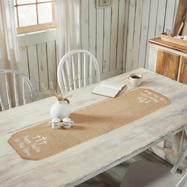 VHC Brands Celebrate Grace Jute Burlap Happy Easter Runner 12x48, Jute Dining Room Kitchen Table Runner, Jute Style, Spring Decor