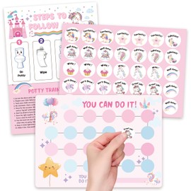 Unicorn Potty Training Chart for Toddler Girls - Potty Training Sticker Chart for Girls Potty with Sticker, Sticker Chart for Kids Potty Training Reward Chart, Kids Reward Chart
