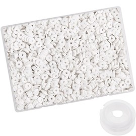 4100 Pcs White Clay Beads Bracelet Making Kit, 6mm Polymer Spacer Flat Heishi Beads for Jewelry Necklace Earring Making