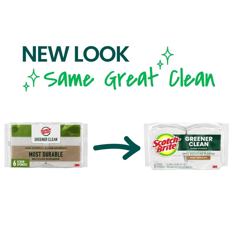 Scotch-Brite® Greener Clean™ Non-Scratch Scrub Sponge, 6 Pack, 6 Units