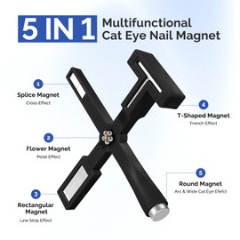 MelodySusie 5 in 1 Nail Magnet, Multifunctional Cat Eye Gel Nail Polish Magnet for Nail Art, Strong Magnetic Nail Polish Magnets Nail Design Tools (Black)