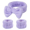 Fmeida Skincare Headband,Wrist Bands for Washing Face, Soft Fleece, Purple,