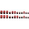 24Pcs Sparkly Flame Press on Nails Short Square Fake Nails