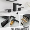 BATHLAVISH Black Bathroom Faucet Sink 3 Hole Waterfall Matte Black