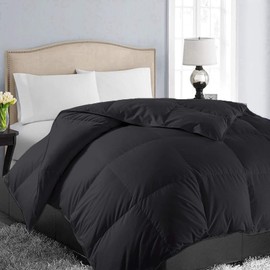 EASELAND All Season Oversized Queen Soft Quilted Down Alternative Comforter Reversible Duvet Insert with Corner Tabs,Winter Summer Warm Fluffy,Black,98x98 inches
