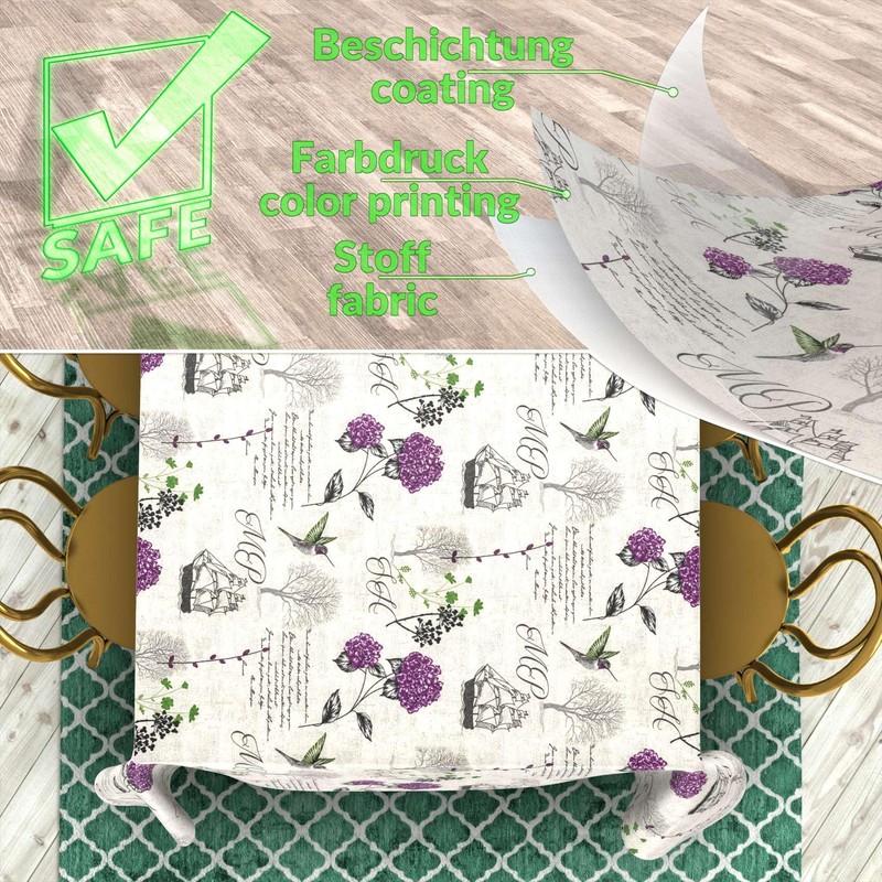 Fabric Tablecloth Washable Table Linen Tablecloth Cotton Polyester Hydrangea Purple