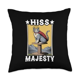 Hiss Majesty Cat Scratching Post Tree Cat Throw Pillow