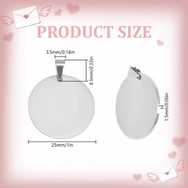 DELORIGIN 20Pcs Silver Stamping Blanks Metal Round Charms Stainless Steel Engraving Blanks 1" Circle Blank Pendant Stamping Tags With Hole for Necklace Pet Collar ID Name Tags Jewelry Making