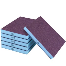 STEBRUAM 6 Pieces Sanding Sponges, 100 Grits Specifications Sanding Pads,sand sponge Washable and Reusable,Sand Paper Pack for Metal Wood Wall