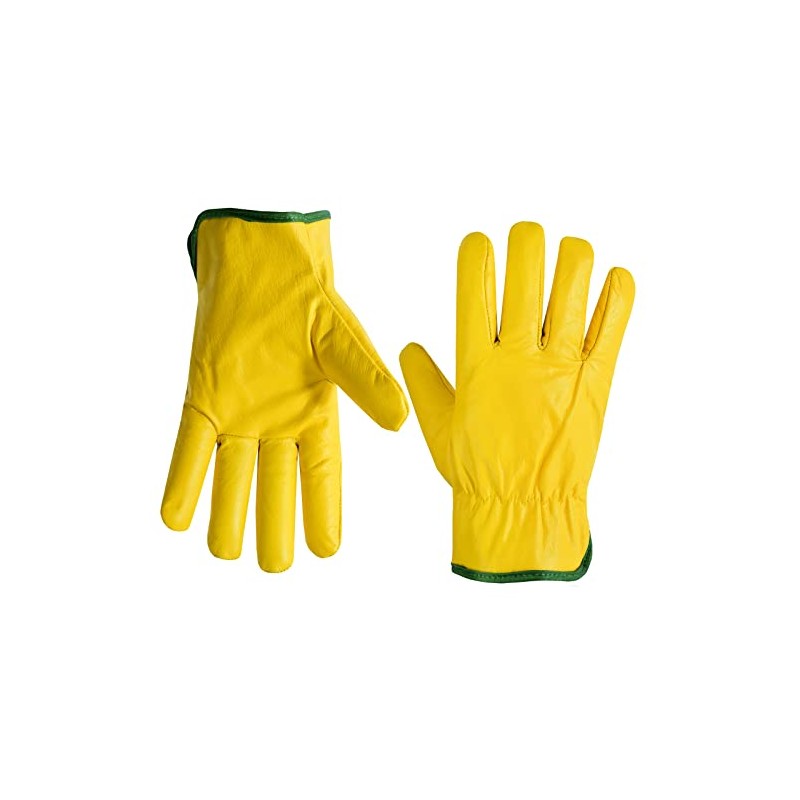 COLOURLINX Fleece Lined Yellow Leather Winter Thermal Cold Work Gloves