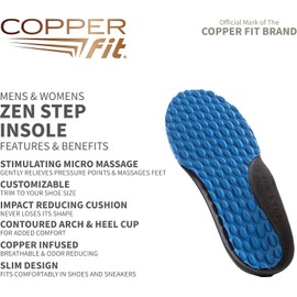 Copper Fit - Plantilla Zen Step Comfort para hombre, talla 8-14_Parent, Azul, Men's Sizes 8-14