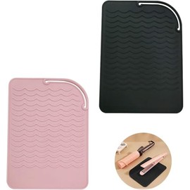 Febbya Hitzebeständiges Silikon Unterlage Matte Set,2 Stück Hitzebeständige Unterlage Glätteisen für Reise, Hitzebeständige Matte für Lockenstäbe für Zuhause, Friseursalon