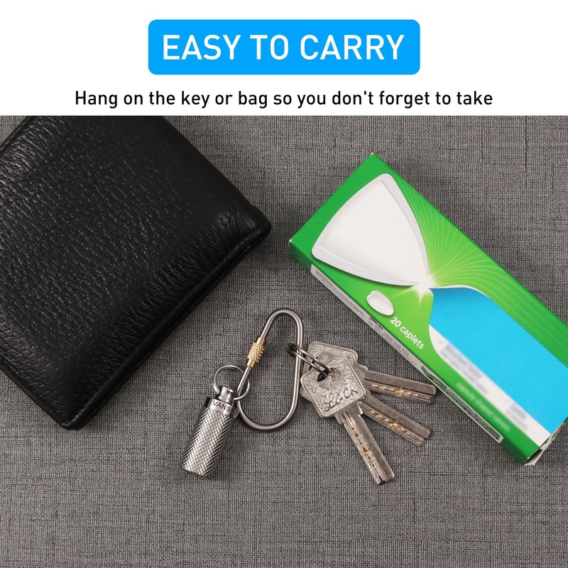 VANSU Titanium Waterproof Keychain Pill Holder Container,Portable Mini Size Pill