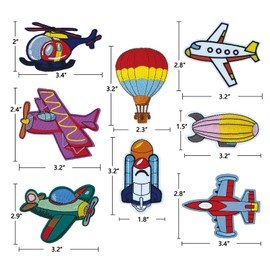 8PCS Kids Plane Iron on Patches, Airplane Aircraft Patch for Clothing, Sew on Appliques Patch, DIY Patch for Backpacks Pants Jackets Shoes Jeans