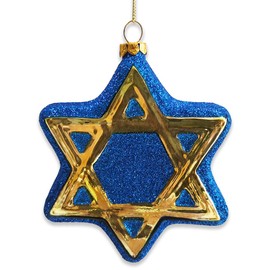 Star of David Glass Christmas Ornament, Jewish Holiday Channukah Tree Gift
