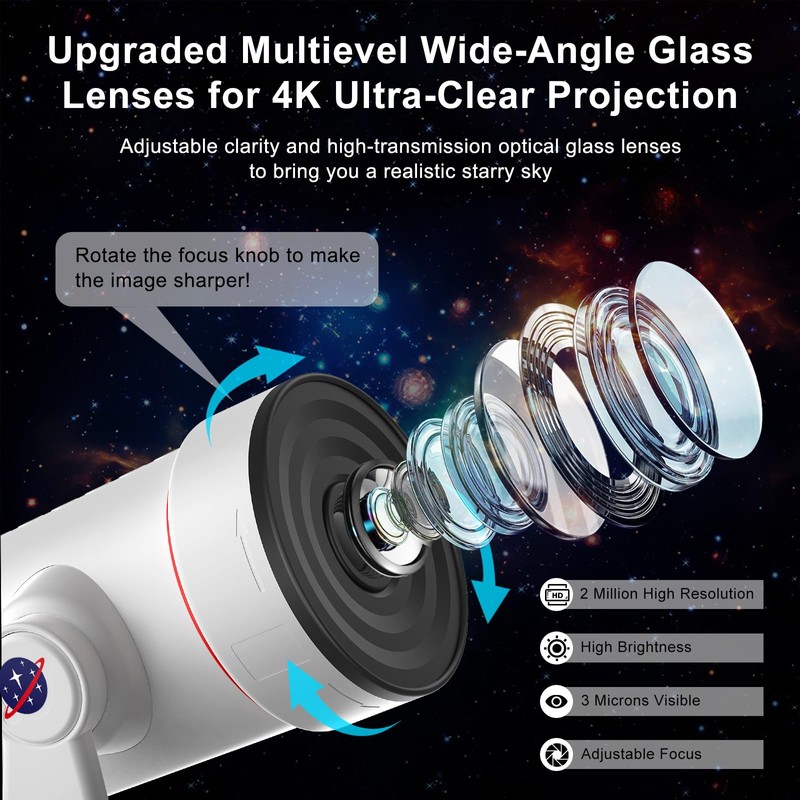 Starry Sky Projector, 4K HD Realistic Planetarium Projector, Galaxy Projector