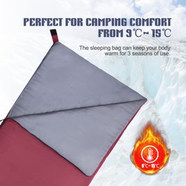 Lixada Envelope Sleeping Bag Ultra-light Warm Sleeping Bag 190 * 75cm Fit for Kids,Teens and Adults for Outdoor Camping Travel Hiking (Burgundy)