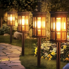 PCXWTLN Solar Lights Outdoor Garden, 4 Pack Solar Pathway Lights, Waterproof Lighting with Warm White Light, Garden Ornaments for Patio, Lawn, Yard, Landscape