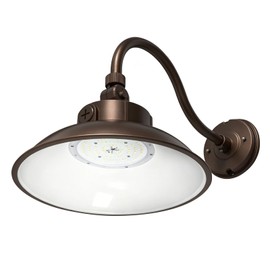 New Sight Lighting LED Gooseneck Barn Light, Dusk to Dawn Barn Light LED, IP65 Waterproof, 6500LM 50W, 3000K-5000K, 0-10V Dimmable, Bronze Gooseneck Lights Outdoor, UL Listed, 1Pack