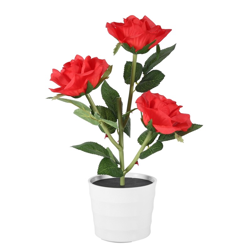 3LED Artificial Rose Lamp Solar Simulation Flower Light LED Bonsai