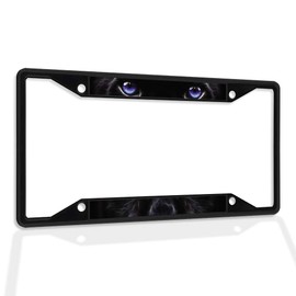 Fastasticdeals Metal Insert License Plate Frame Black Wolf with Blue Eyes Weatherproof Car Accessories Black 4 Holes Solid Insert