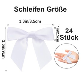jijAcraft Weiß Kleine Schleifen Selbstklebend: Dekoschleifen mit Draht für Hochzeit 9×8.5cm Fertige Geschenk Schleife Kommunion 24 Stück Satinschleifen für Basteln Ästen Weihnachtsbaum