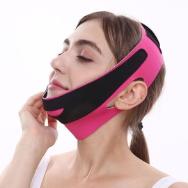 Stretchy Lifting Band One-Color V-Line Face Shaping Meridian Band for Chin and Cheek Sagging Management Pink 2ea