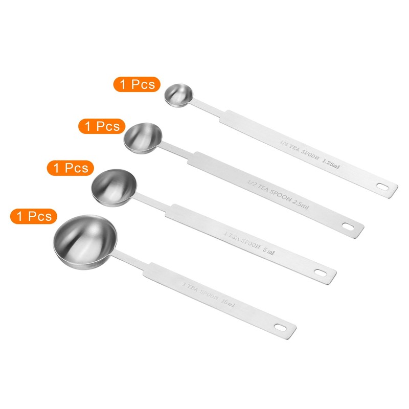 sourcing map 4pcs Single Measuring Spoon Set 1/4 1/2 1