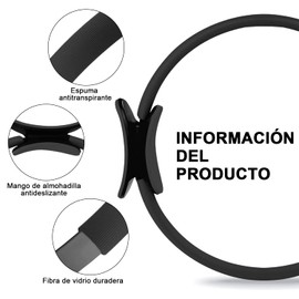 GIOD Anillo de Resistencia de Pilates, Aro de Pilates, Accesorios de Entrenamiento para Pilates, Pilates Ring, Asas de Doble Agarre, Ideal para Yoga, Tonificante, Mejorar de Núcleo (Negro)
