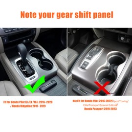 Heutamo Center Console Gear Shift Cup Holder Panel Trim Cover Compatible with Honda Pilot LX/EX/EX-L 2016-2020 Gear Shift Panel Trim Cover Cup Holder Accessory (Carbon Fiber Pattern)
